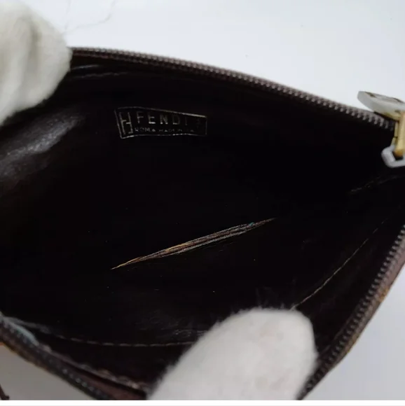 Fendi Zucca Card Holder Coin Pouch Zip Wallet Canvas Vintage - Picture 4 of 13
